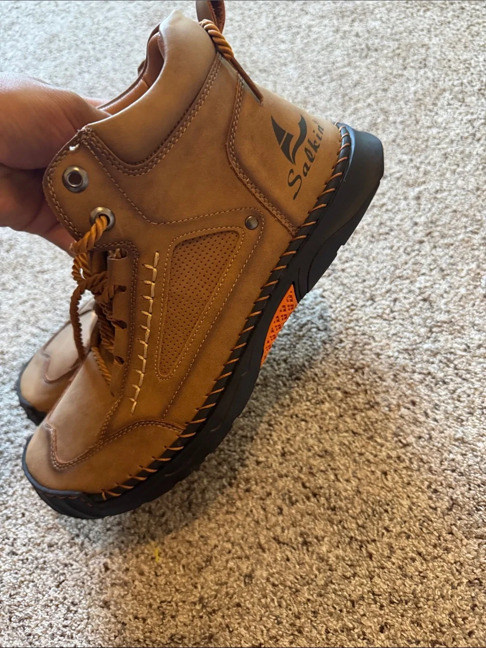 Salkin 2317 Men's Tan Minimalist Lace-Up Barefoot Boots size EU 43/US 10